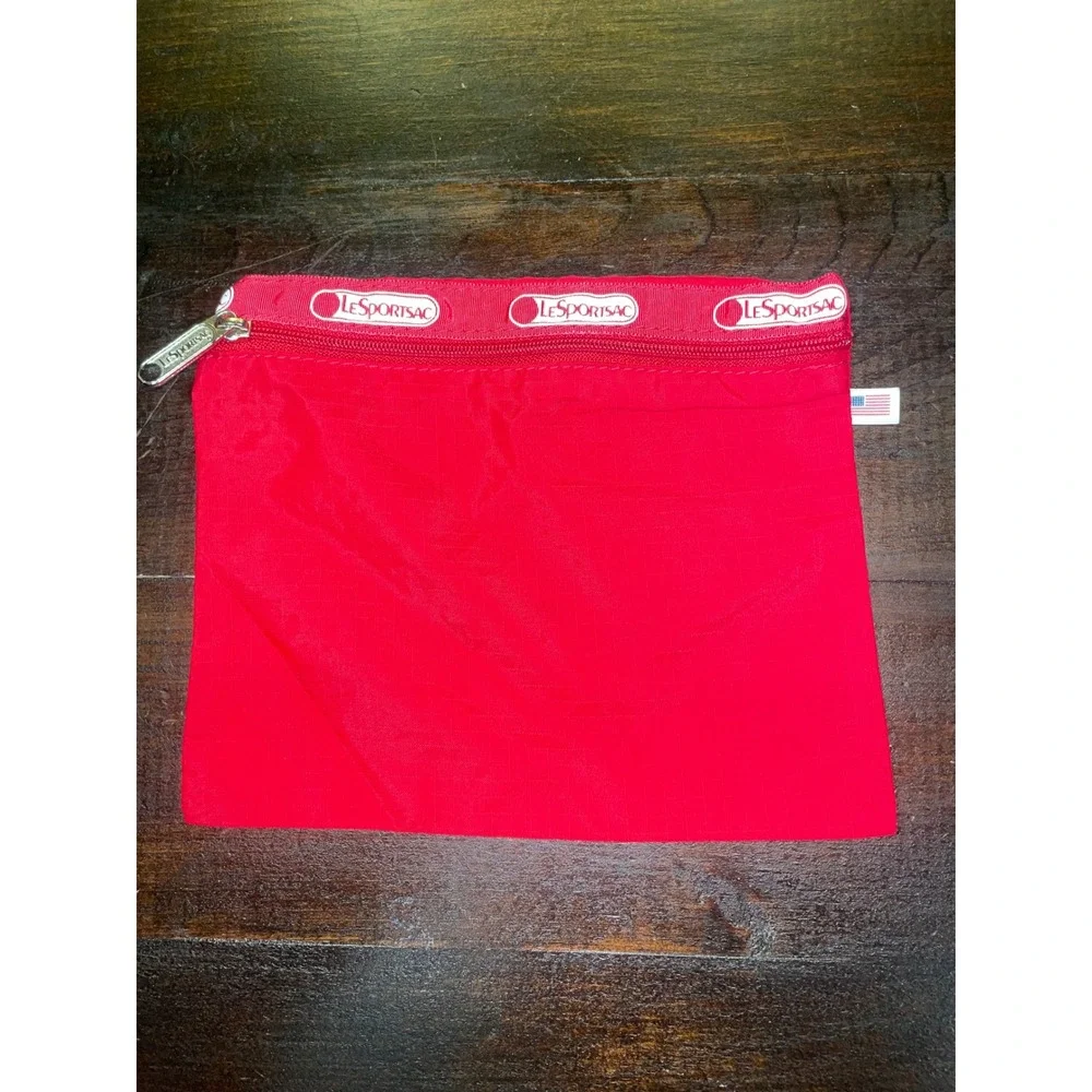 LeSportsac Red Cosmetic Pouch Travel Organizer Zippered Pouch‎